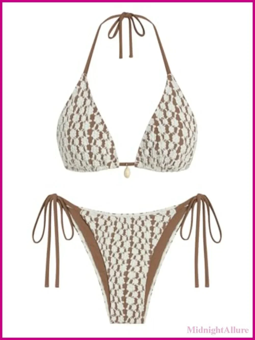 Crochet Halter Triangle Bikini Set High Stretch Two Piece Swimsuit